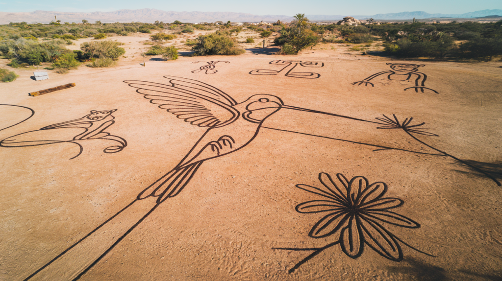 16. The Nazca Line "Hummingbird" and Surrounding Figures